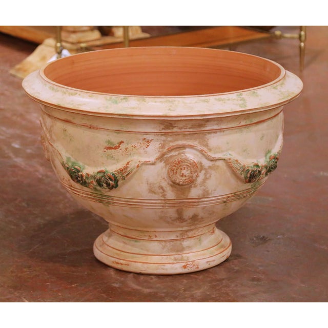 This impressive French hand-thrown terracotta planter was crafted in Anduze and bears the signature of La Madeleine à...