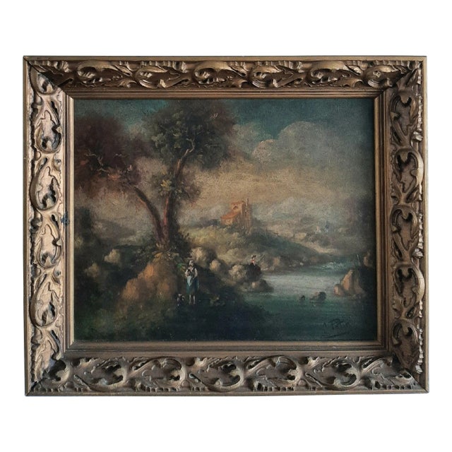 Mid 20th Century "Old World-Style" Painting by C.Patin, Framed For Sale