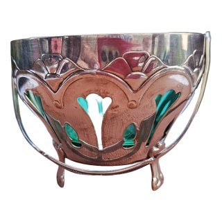 Antique Sugar Bowl in Green Glass, 1890s For Sale