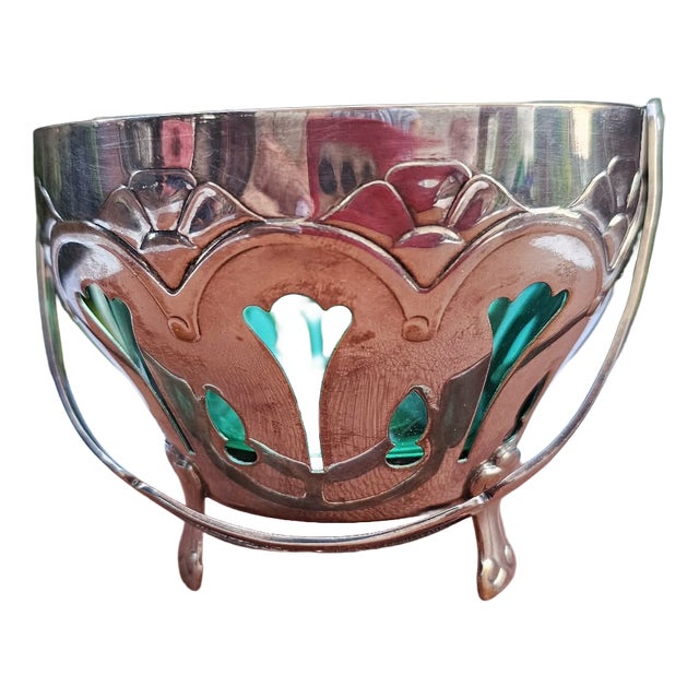 Antique Sugar Bowl in Green Glass, 1890s For Sale