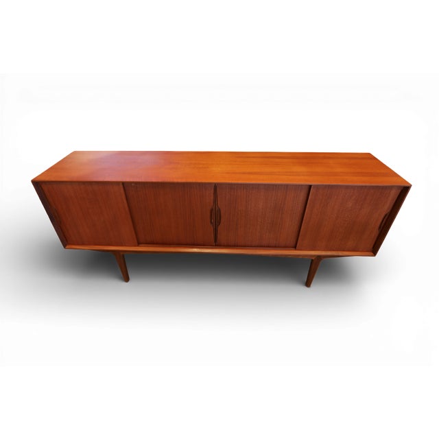 Mid-Century Modern Vintage Model 42 Sideboard in Teak with Sliding Doors by Knud Nielsen, 1960s For Sale - Image 3 of 18