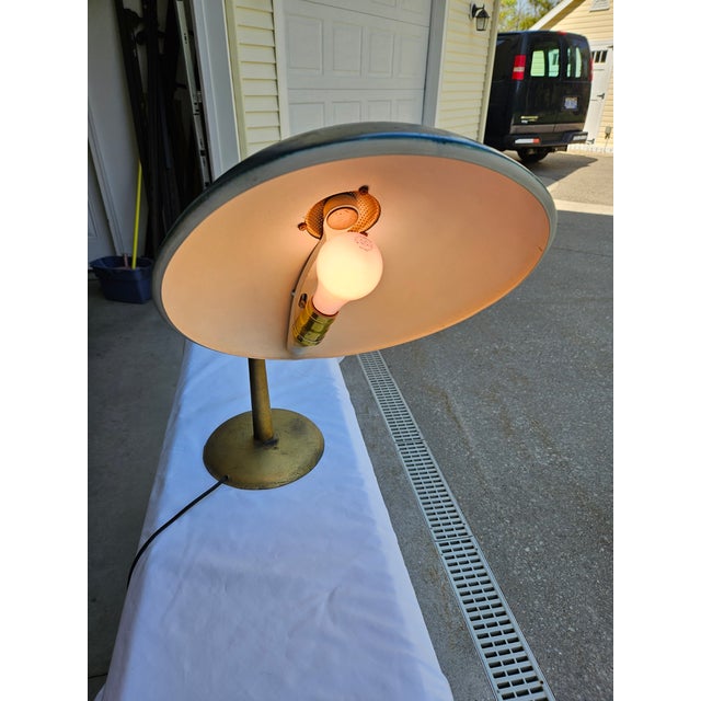 Turquoise Mid-Century Modern Industrial Desk Lamp For Sale - Image 11 of 12