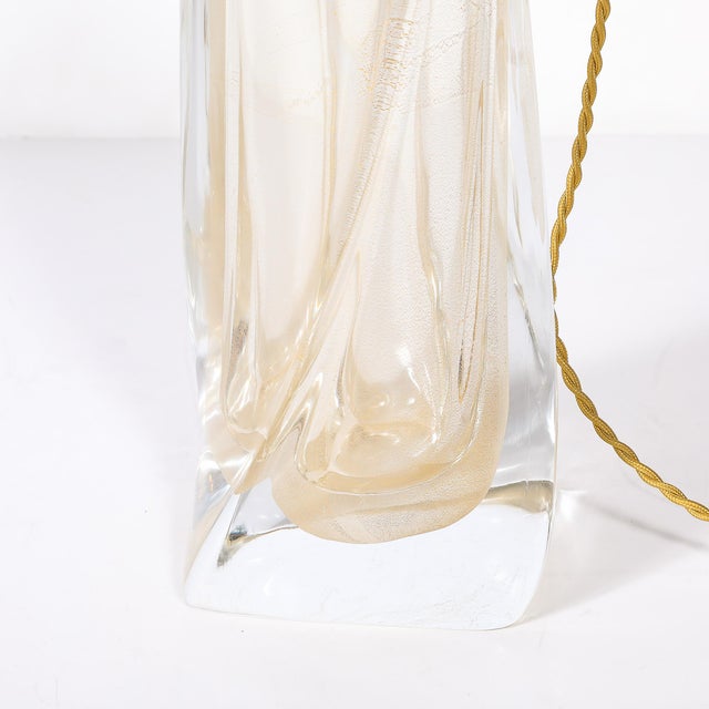 Gold Modernist 24kt Gold Fleck Murano Glass Table Lamps Signed Vittorio Rigattieri For Sale - Image 8 of 14