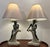 Vintage 1950s Continental Art Lamps With New Shades. 22" Tall. Male & Female Figures - a Pair For Sale - Image 11 of 12