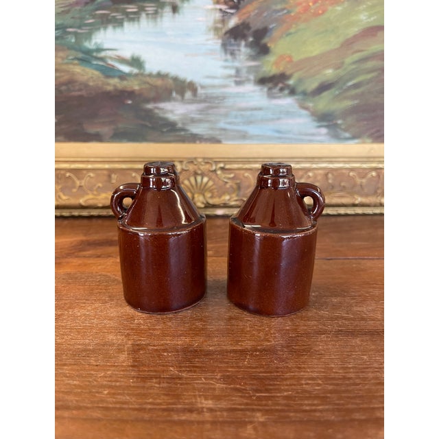 Ceramic Mid 20th Century Ceramic "Little Brown Jug" Salt and Pepper Shakers - Japan For Sale - Image 7 of 8
