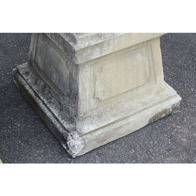 Sculpture Materials Late 20th Century Pair Of Neoclassical Style Cast Stone Garden Urns On Pedestals For Sale - Image 7 of 16
