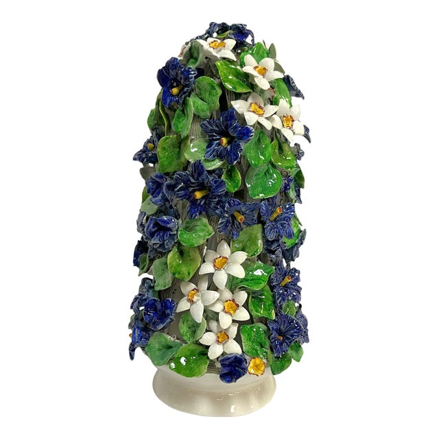 Vintage Italian Majolica Floral Topiary For Sale