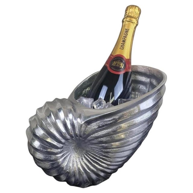 Sculptural Nautilus Shell Polished Aluminium Champagne & Wine Cooler For Sale - Image 11 of 11
