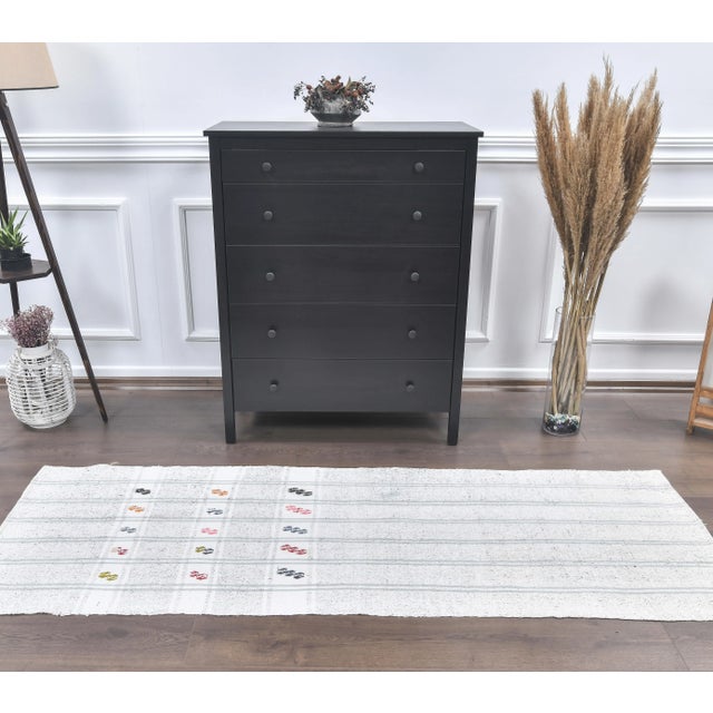 Folk Art Turkish Handmade Wool Kilim Rug For Sale - Image 3 of 8