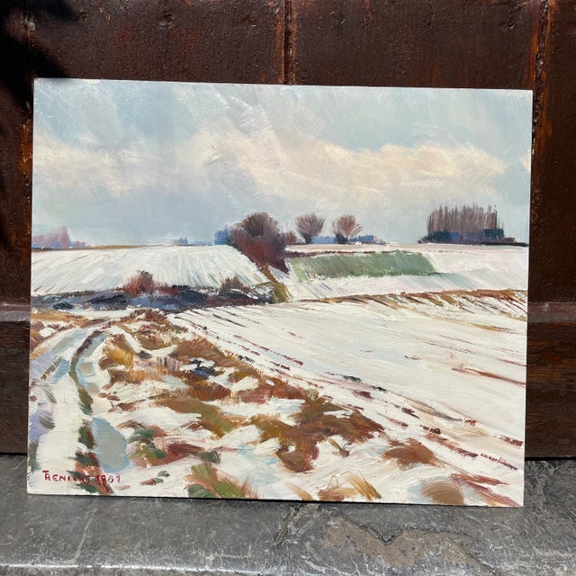 Contemporary Tony Reniers, Landscape, 1981, Oil on Panel For Sale - Image 3 of 7