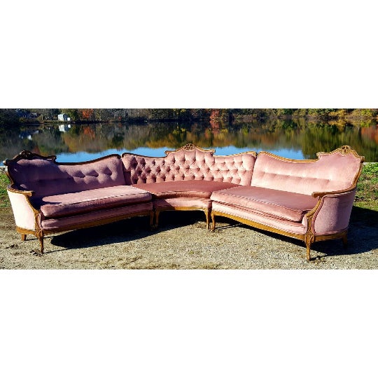 Vintage French Provincial Pink Velvet Sectional Sofa Chairish