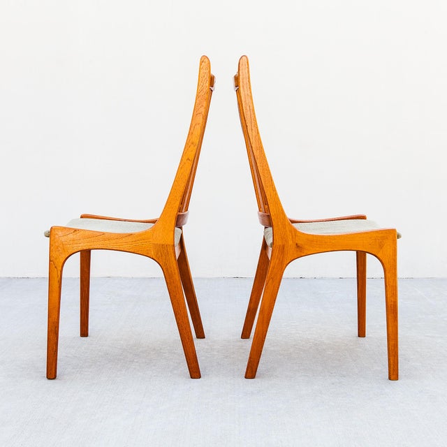 Vintage Danish Modern Mid Century Teak Slat Back Dining Chairs For Sale - Image 11 of 15