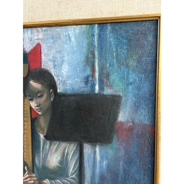 Beaux-Arts Jean-Pierre Alaux “La Harpe Irlandaise” Original Oil Painting 1950 Beaux-Arts For Sale - Image 3 of 12