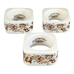 Mid 20th Century Royal Staffordshire Tonquin Brown Ceramic Napkin Rings - Set of Three