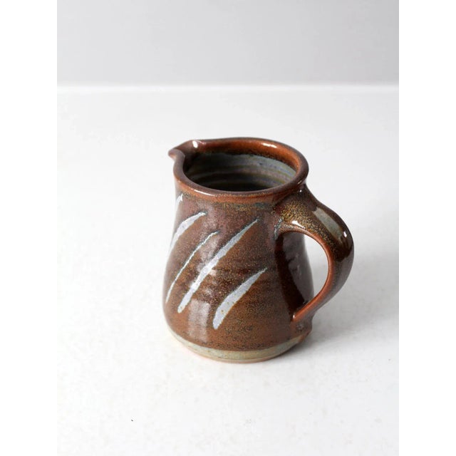 Brown Vintage Studio Pottery Pitcher For Sale - Image 8 of 12