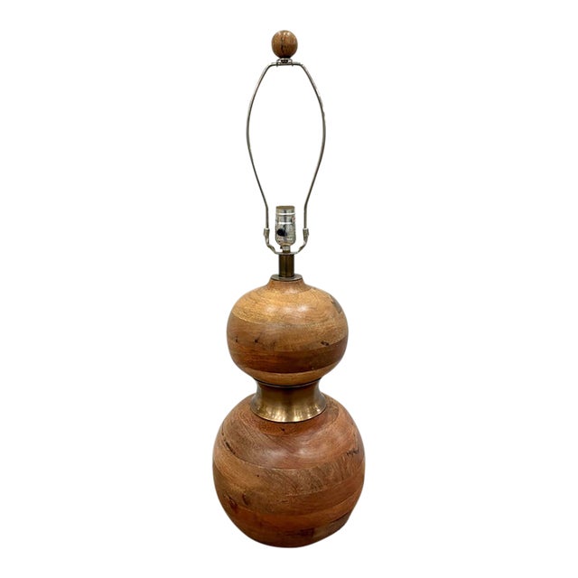 Jamie Young Wood & Brass Gourd Lamp. For Sale