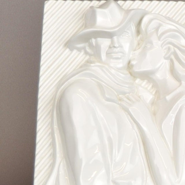 White Ceramic Wall Plaque by Ewa Jarenskog, 1970s For Sale - Image 8 of 9