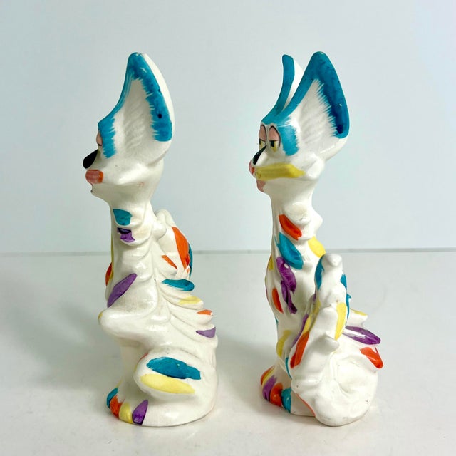 Orange 1950s Vintage Crazy Calico Cats Salt Pepper Shakers, Japan For Sale - Image 8 of 9