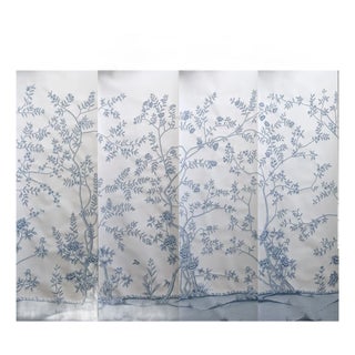 Blue Chinoiserie Mural Hand Painted Wallpaper Panels - 4 Panels For Sale
