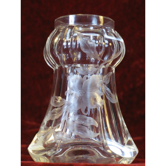 Early 20th Century Vase Art Nouveau Wheel-Cut Engraved Glass Floral and Foliate Design Dogwood For Sale - Image 4 of 18