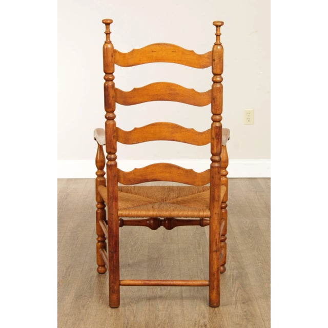 Antique Delaware Valley Ladderback Rush Seat Armchairs - Set of 4 For Sale - Image 11 of 13