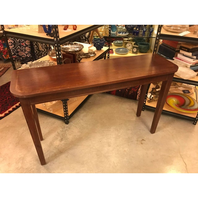Vintage Wood Console Table With Wood Inlay Chairish