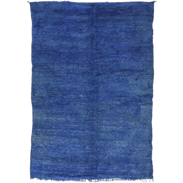 Textile Vintage Berber Blue Moroccan Rug - 07'00 X 10'02 For Sale - Image 7 of 7