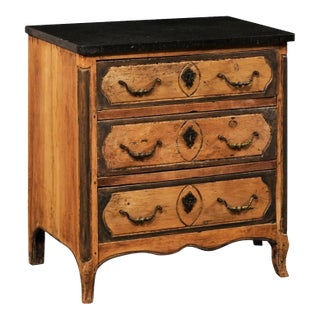 18th Century Petite French Chest with Marble Top For Sale