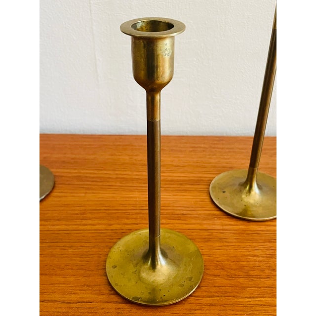 Mid-Century Modern Mid-Century Brass Candlesticks, Set of 6 For Sale - Image 3 of 18