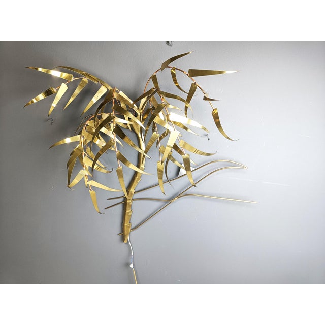 Hollywood Regency Palm Tree Wall Light from Daniel dHaeseleer, 1970s For Sale - Image 3 of 13