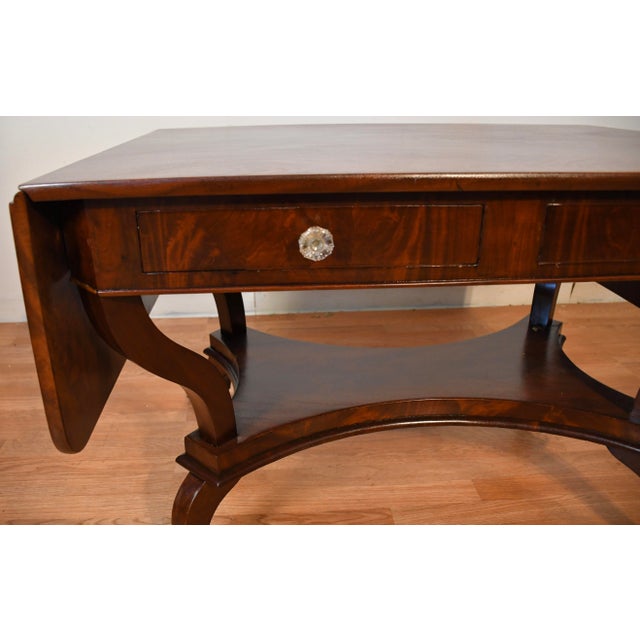 Mid 19th Century 1860s Antique Federal Flame Mahogany Drop-Leaf Table / Sofa Table For Sale - Image 5 of 18