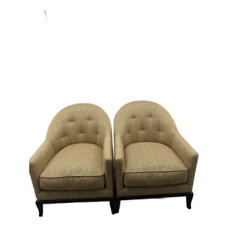 1990s Pair of A. Rudin Model 615 Chairs in Neutral Designer Upholstery For Sale