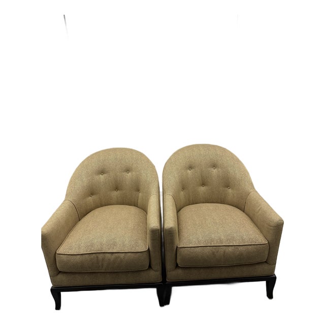 1990s Pair of A. Rudin Model 615 Chairs in Neutral Designer Upholstery For Sale