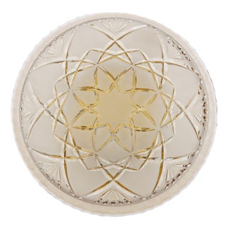Mid-Century Modern Amber Bubble Cut Glass Flush Mount, 1960s For Sale