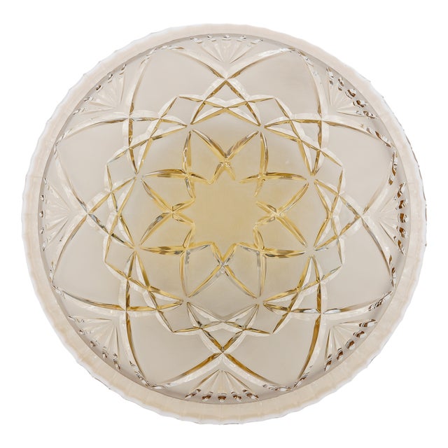 Mid-Century Modern Amber Bubble Cut Glass Flush Mount, 1960s For Sale