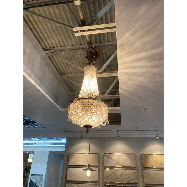 19th Century French Empire Crystal Basket Chandelier For Sale - Image 11 of 15