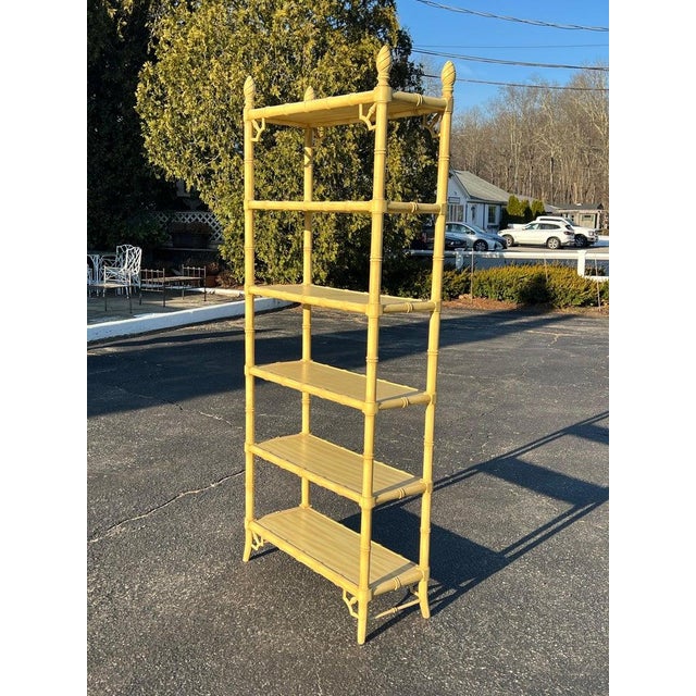 Yellow Palm Beach Regency Yellow Faux Bamboo Etagere Bookcase For Sale - Image 8 of 18