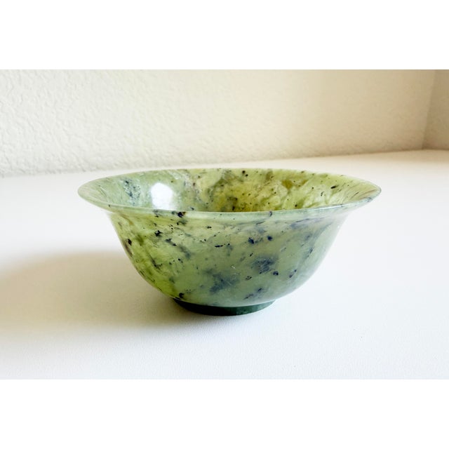 Chinese Chinese Spinach Jade Bowl, Mid 20th Century For Sale - Image 3 of 11