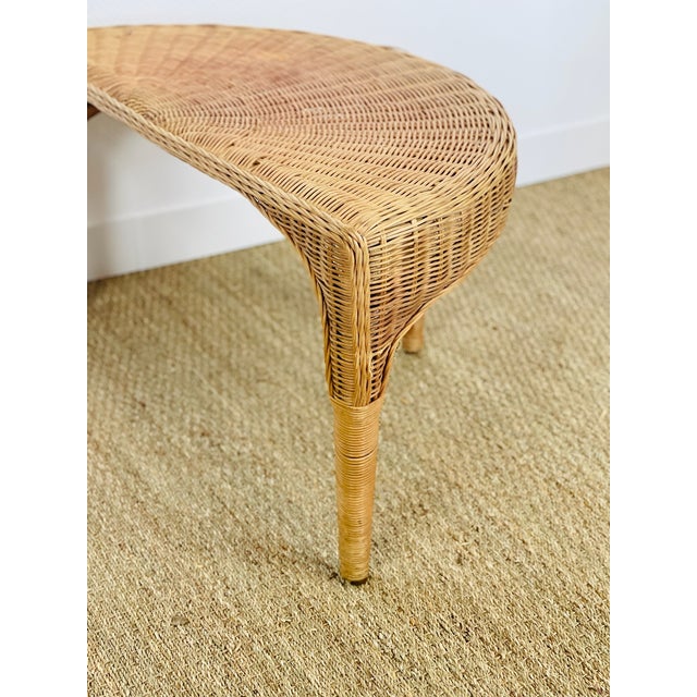 Vintage Sculptural Lotus Meditation Chair and Half-Moon Table in Rattan, 1970s, Set of 2 For Sale - Image 9 of 18