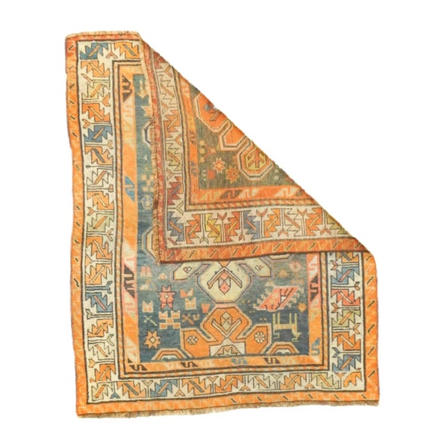 Late 19th Century Antique Kurd Kazak Rug 3'2'' x 3'10'' For Sale - Image 5 of 12