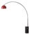 Iconic 95" Mid-Century Modern Arc Floor Lamp, Crimson Red Shade, Black Nickel Body For Sale
