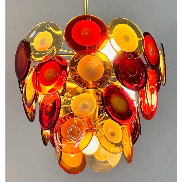 Mid 20th Century Vintage Mid Century Italian Murano Glass Chandelier For Sale - Image 5 of 7