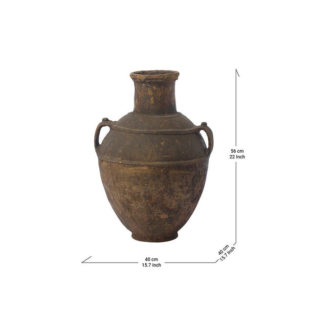 Ancient Berber Clay Jar Step back in time with this authentic Moroccan jar, hand-shaped in the 1940s from pure white clay...