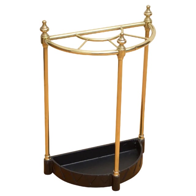 English Brass Demi Lune Umbrella Stand, 1960 For Sale