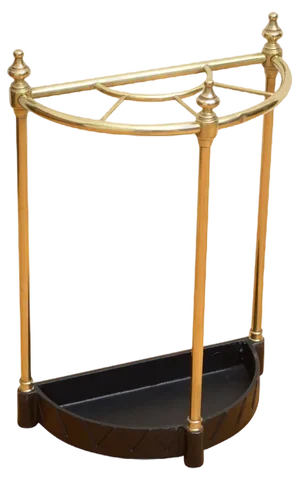 English Brass Demi Lune Umbrella Stand, 1960