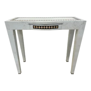 Mainland Smith Tessellated Stone With Brass Inlay Vanity, Console Table or Desk, 1970s