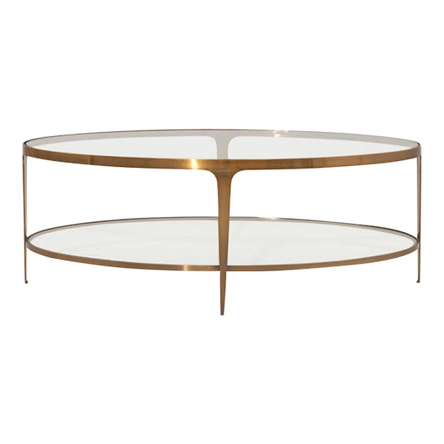 Brando Gold 2 Tier Oval Coffee Table For Sale