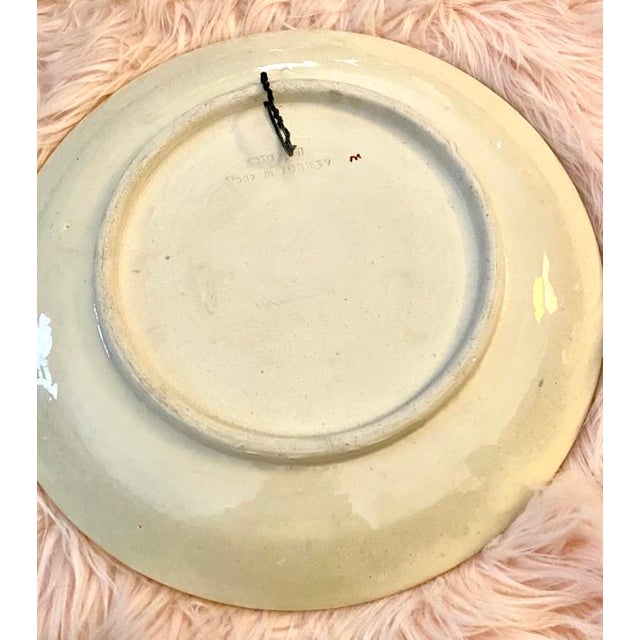 Blue Pair of 1950s Turkish Azim Cini Hand Painted Chargers For Sale - Image 8 of 9