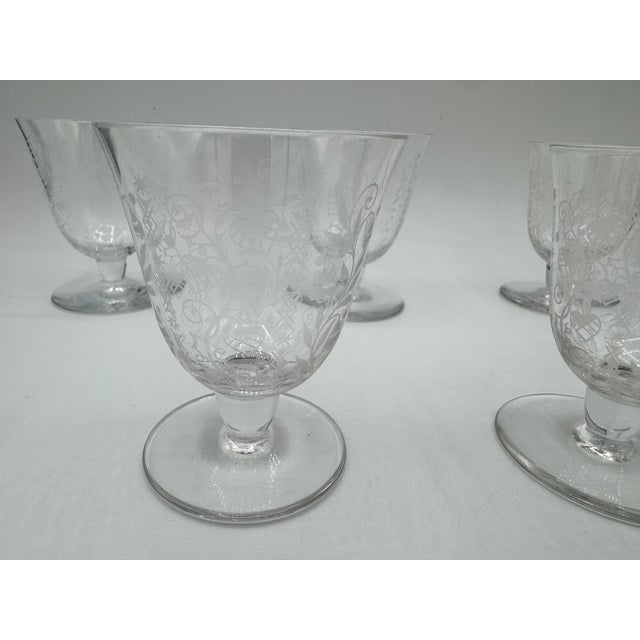 White Wine Glasses with Argentina Pattern from Baccarat, 1940, Set of 5 For Sale - Image 10 of 18