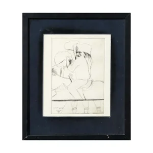 1971 "Hollywood Star" Abstract Modern Figurative Etching by Lucas Johnson, Framed